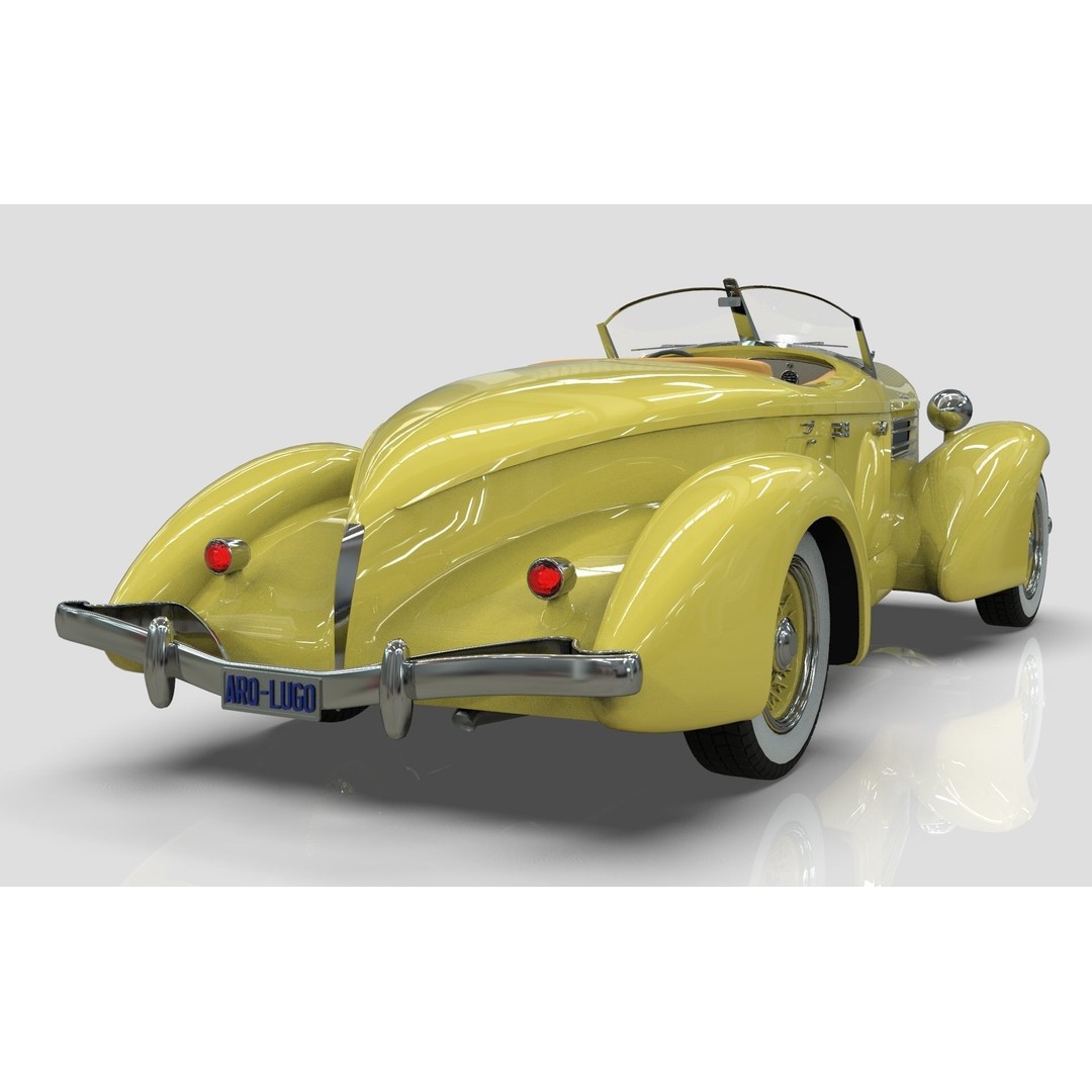 Auburn 851 Speedster 1934 3D Model – Midpoly Classic Vehicle, Blender - View 5