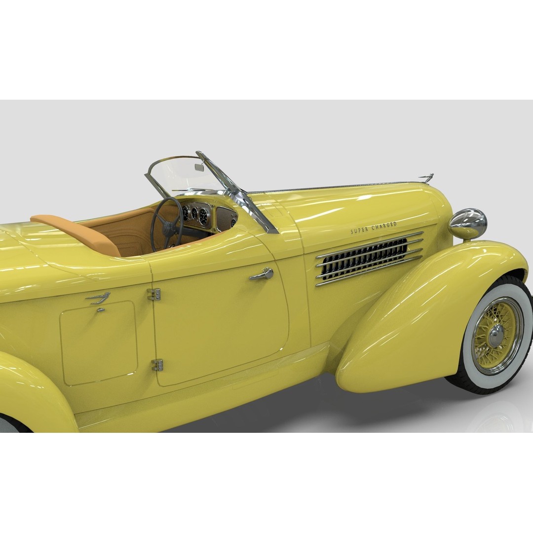 Auburn 851 Speedster 1934 3D Model – Midpoly Classic Vehicle, Blender - View 6