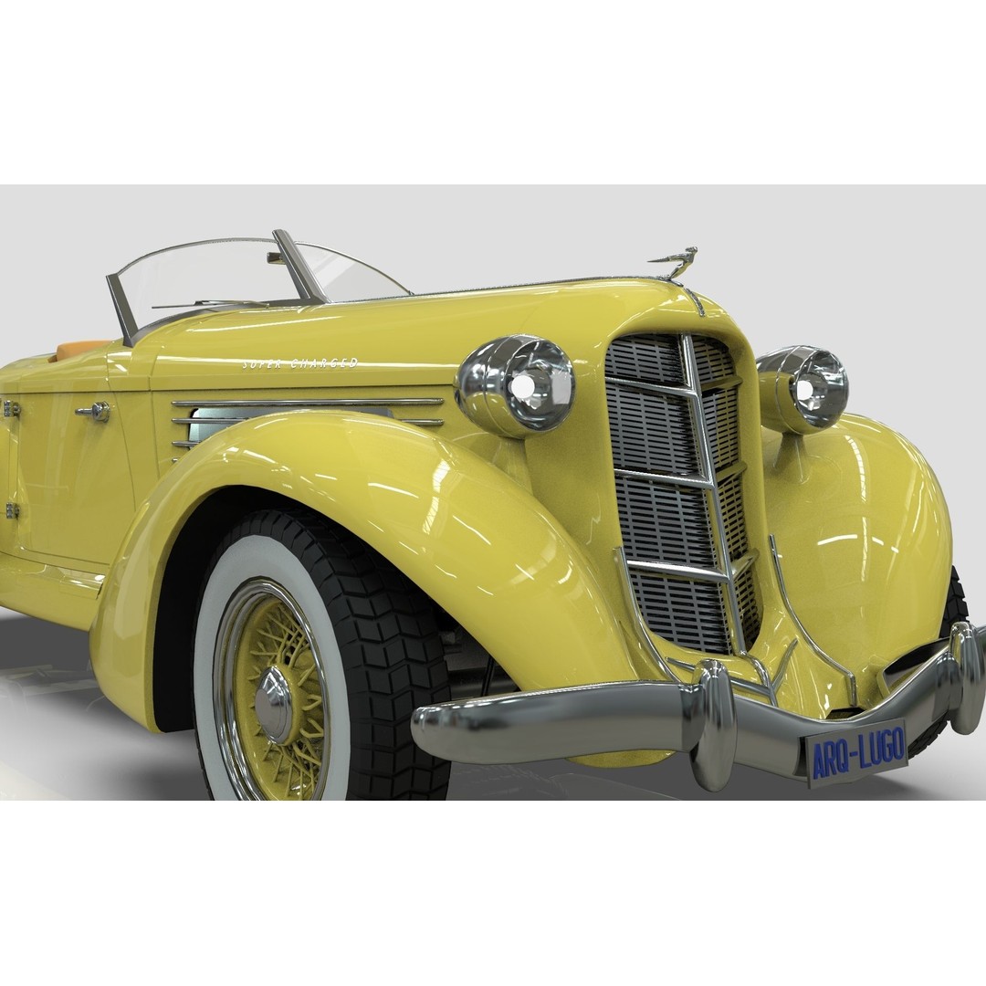 Auburn 851 Speedster 1934 3D Model – Midpoly Classic Vehicle, Blender - View 7