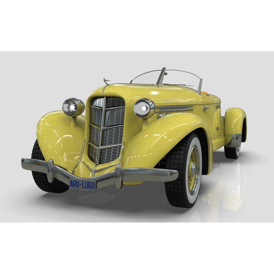 Auburn 851 Speedster 1934 3D Model – Midpoly Classic Vehicle, Blender - View 8