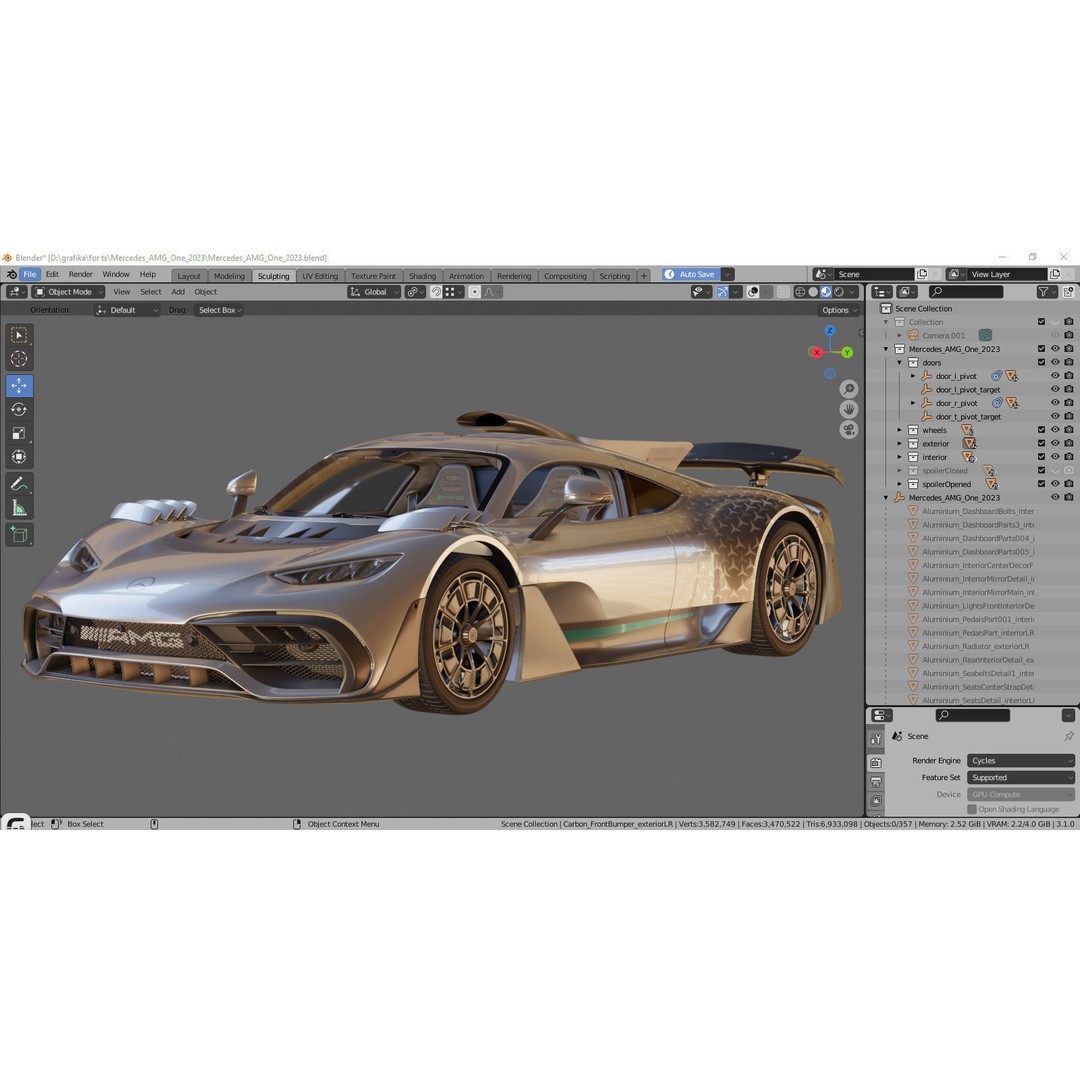 Mercedes-AMG One 3D Model – High Poly Sport Car with Multiple Formats - View 43