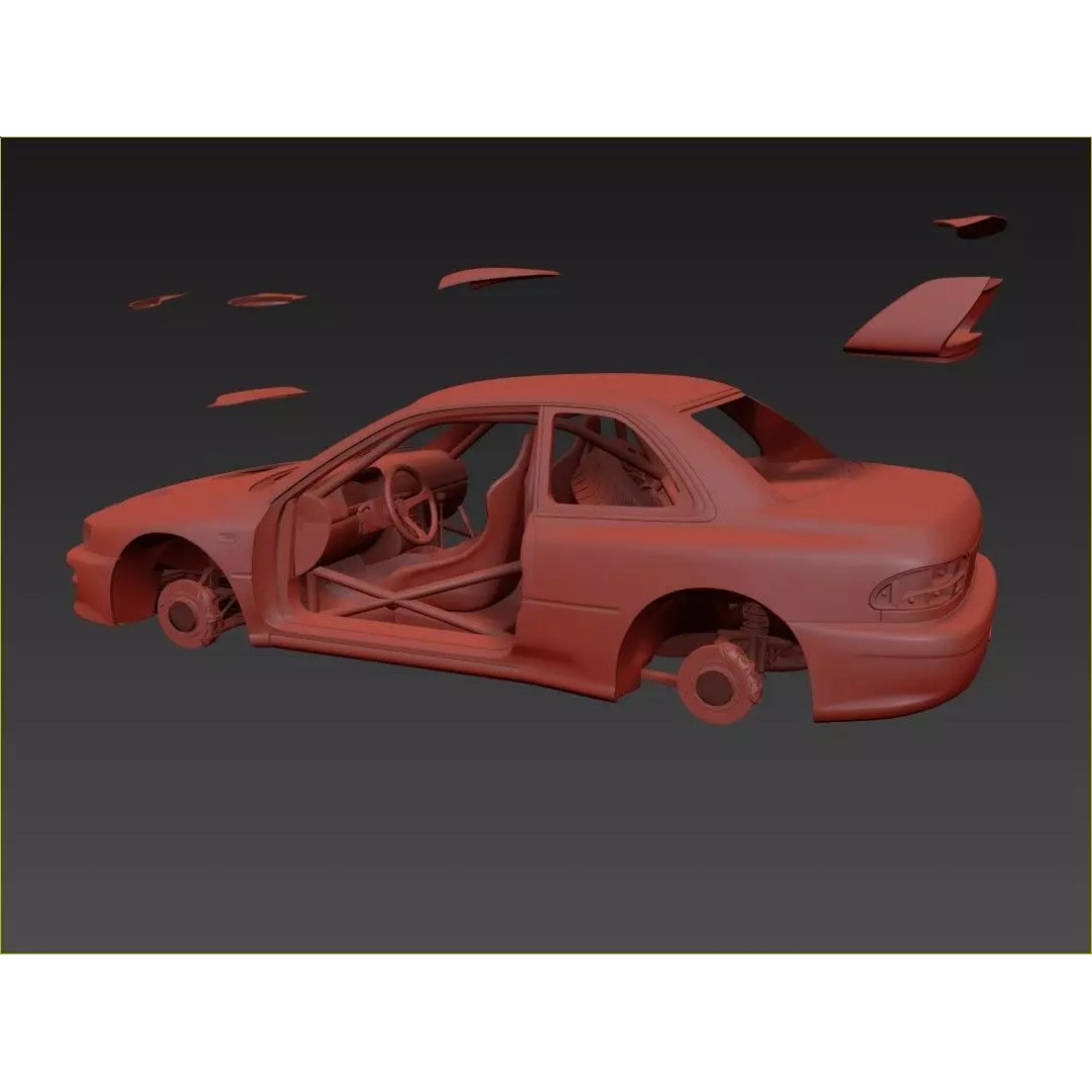 Subaru Impreza 22b STI Rally Car 3D Model – High Poly Game Asset, FBX, OBJ