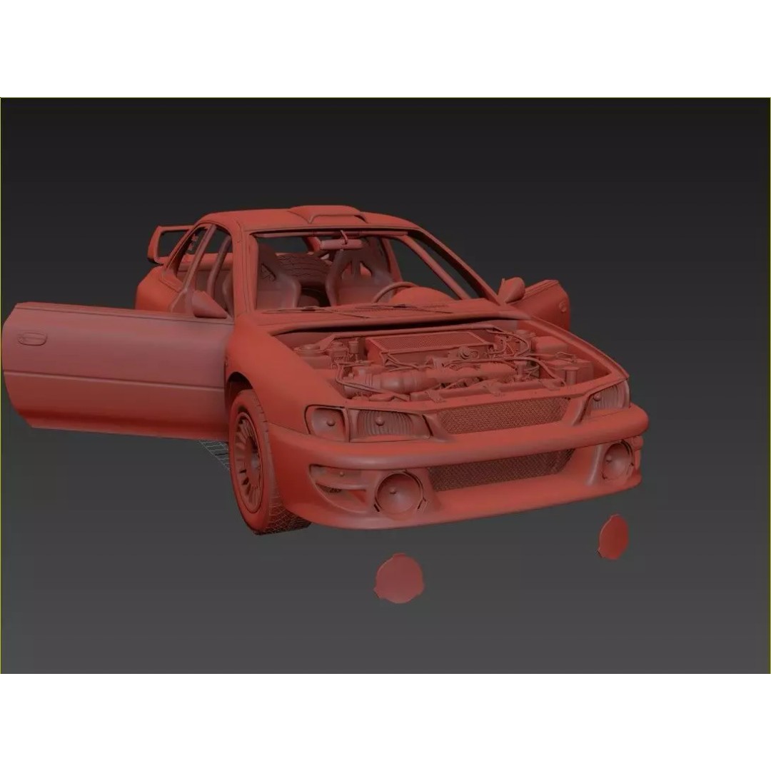 Subaru Impreza 22b STI Rally Car 3D Model – High Poly Game Asset, FBX, OBJ - View 13