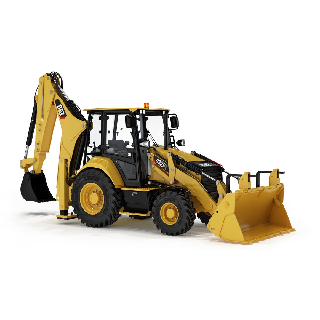 Backhoe Loader 3D Model – High Poly Excavator with Textures, FBX/OBJ - View 10