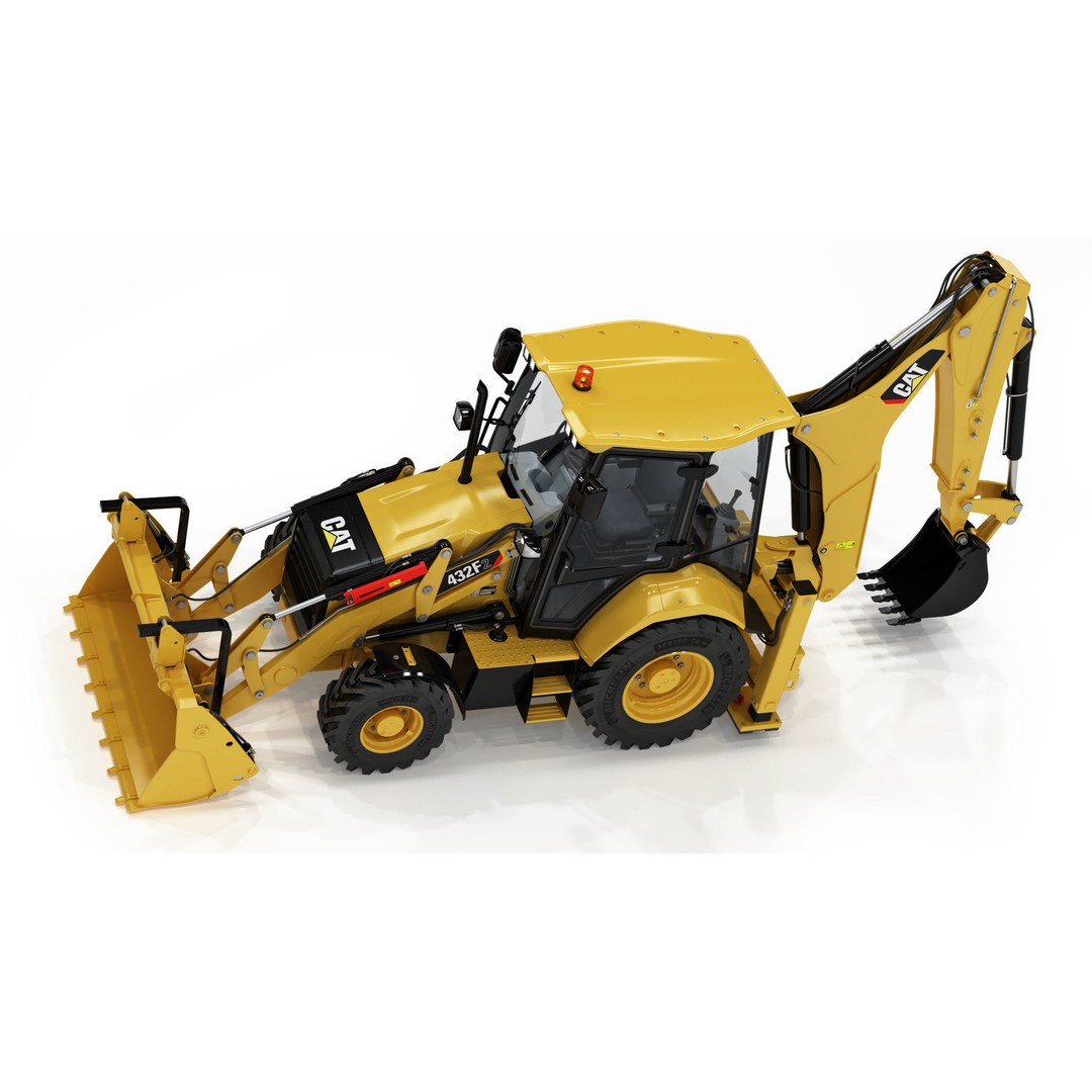 Backhoe Loader 3D Model – High Poly Excavator with Textures, FBX/OBJ - View 13