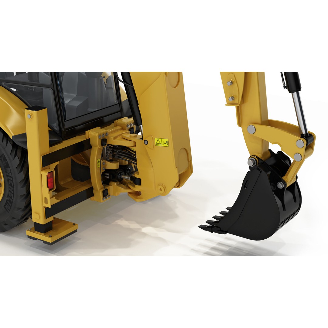 Backhoe Loader 3D Model – High Poly Excavator with Textures, FBX/OBJ - View 16