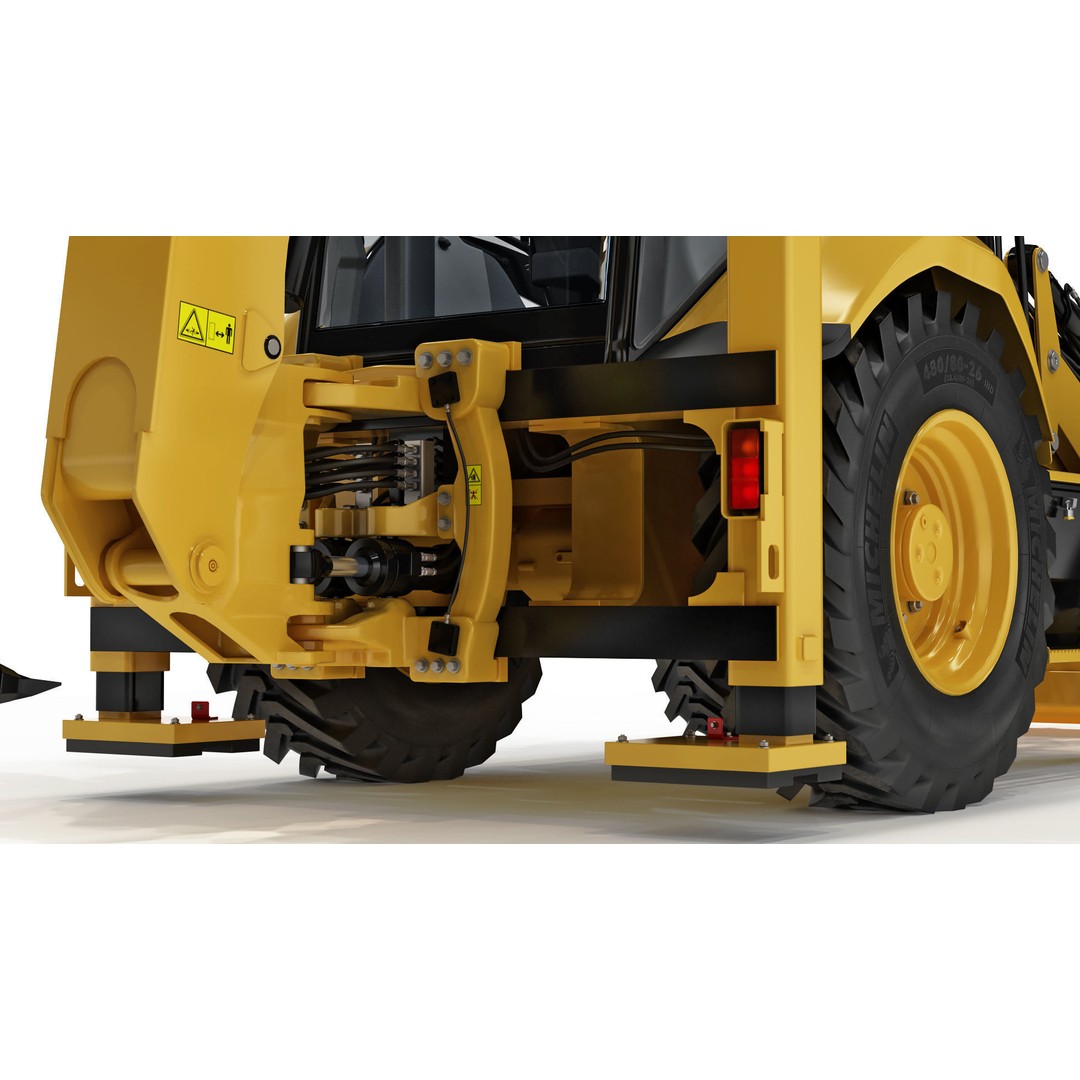 Backhoe Loader 3D Model – High Poly Excavator with Textures, FBX/OBJ - View 17