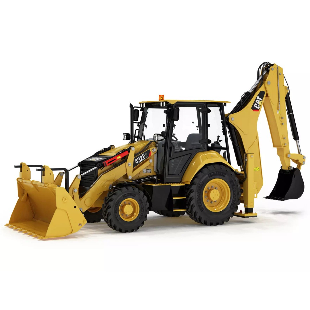 Backhoe Loader 3D Model – High Poly Excavator with Textures, FBX/OBJ - View 2
