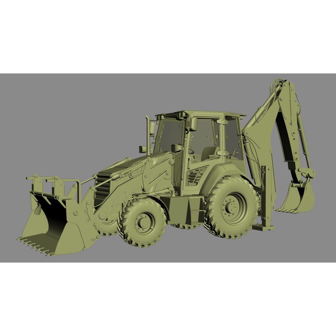 Backhoe Loader 3D Model – High Poly Excavator with Textures, FBX/OBJ - View 29