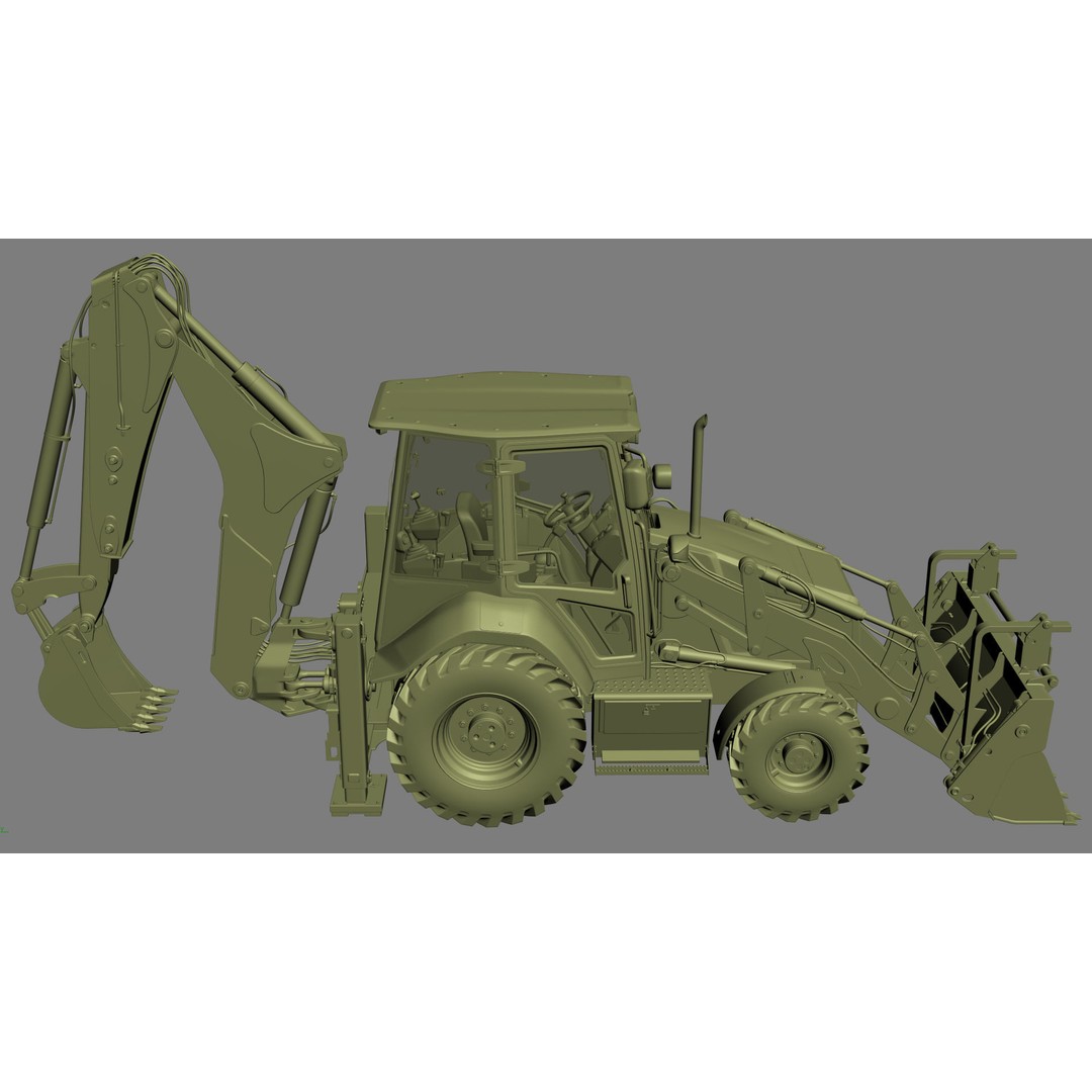 Backhoe Loader 3D Model – High Poly Excavator with Textures, FBX/OBJ - View 31