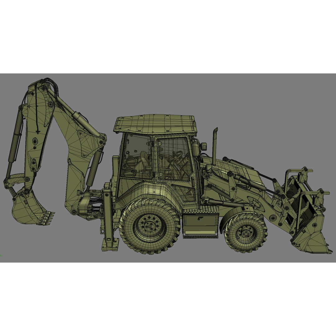Backhoe Loader 3D Model – High Poly Excavator with Textures, FBX/OBJ - View 32