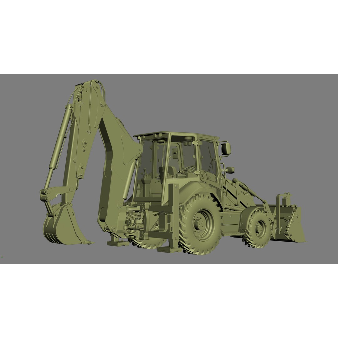 Backhoe Loader 3D Model – High Poly Excavator with Textures, FBX/OBJ - View 33