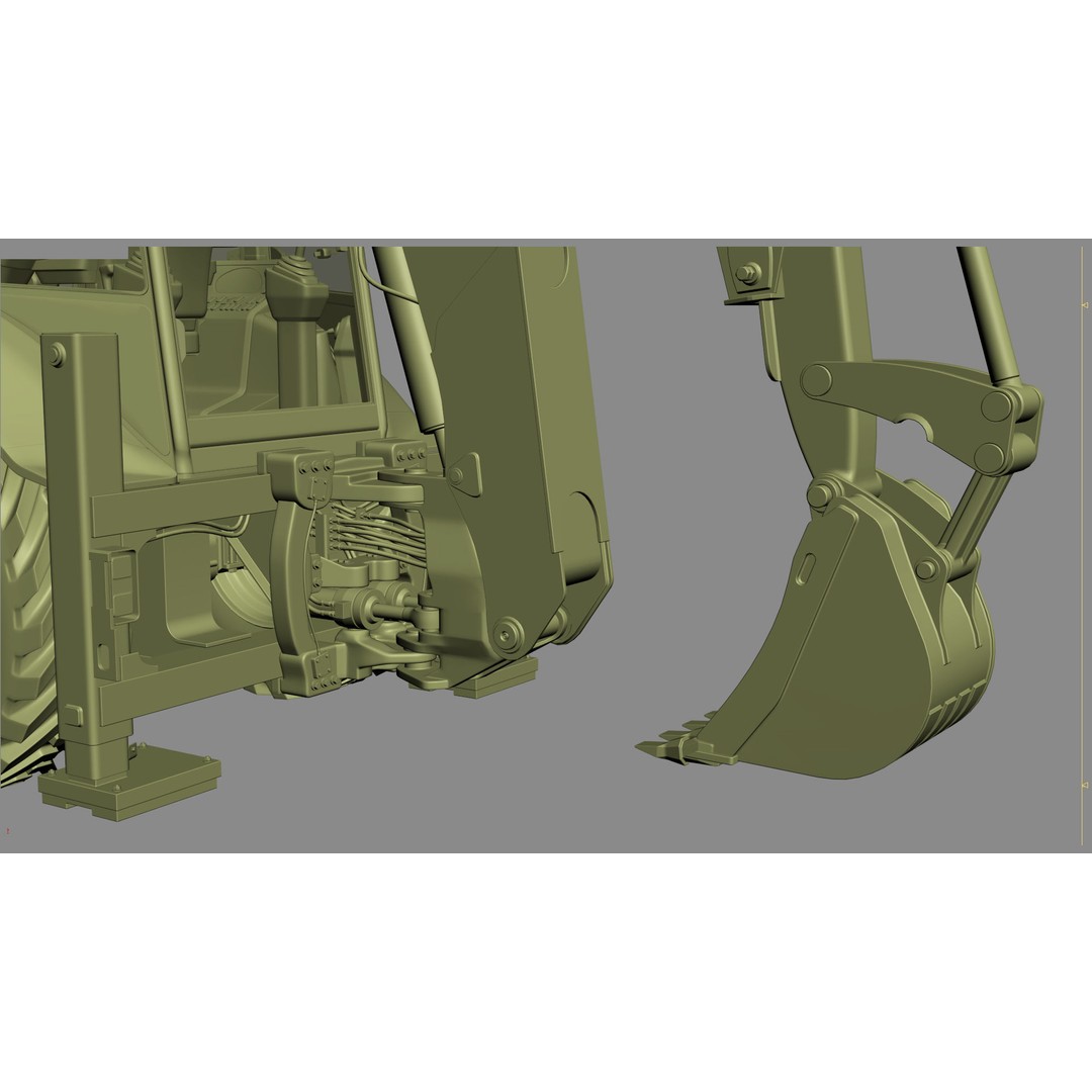 Backhoe Loader 3D Model – High Poly Excavator with Textures, FBX/OBJ - View 35