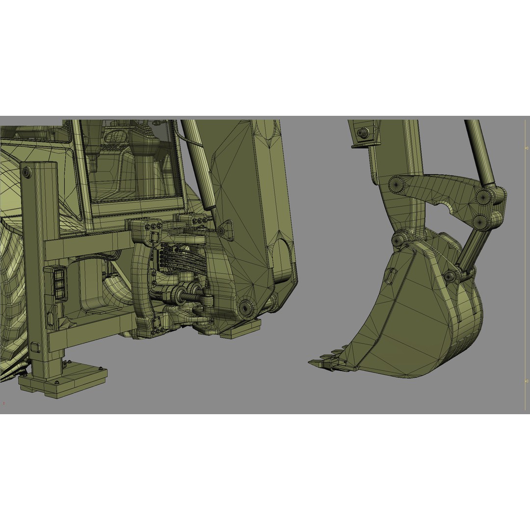 Backhoe Loader 3D Model – High Poly Excavator with Textures, FBX/OBJ - View 36