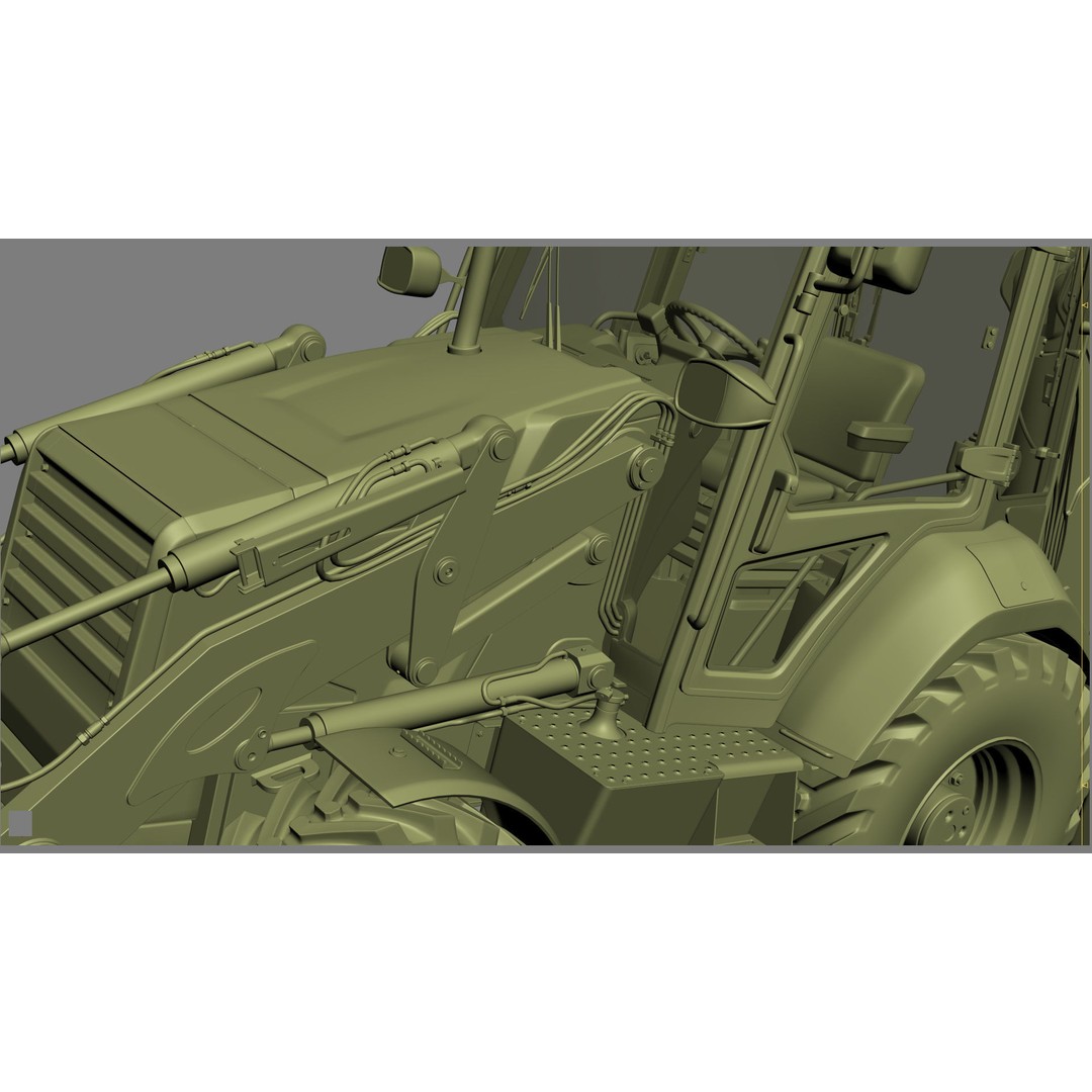 Backhoe Loader 3D Model – High Poly Excavator with Textures, FBX/OBJ - View 39
