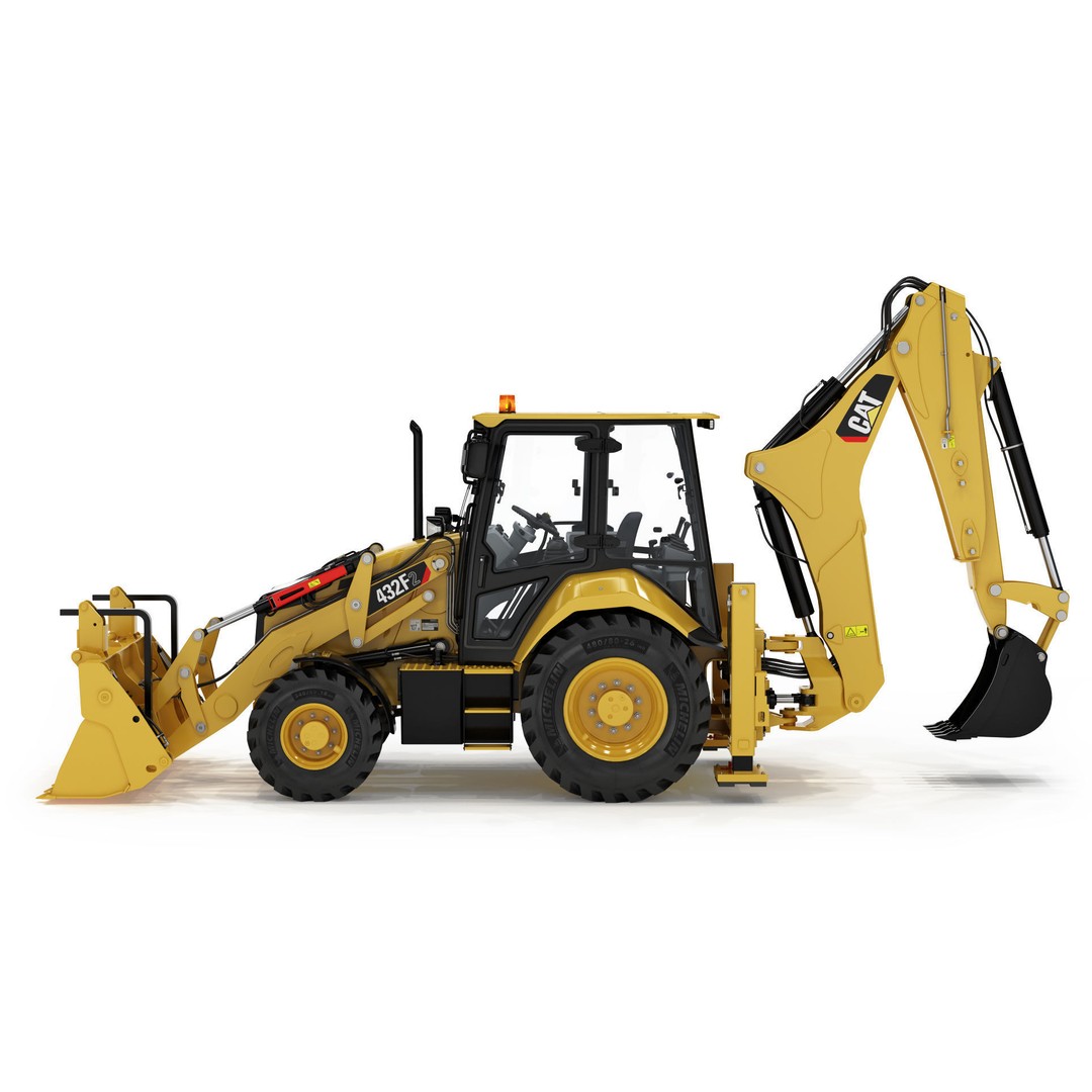Backhoe Loader 3D Model – High Poly Excavator with Textures, FBX/OBJ - View 4