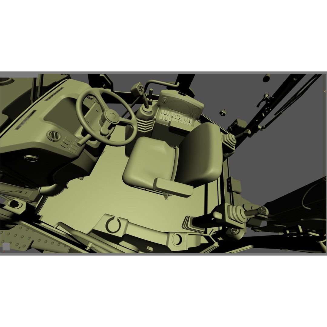 Backhoe Loader 3D Model – High Poly Excavator with Textures, FBX/OBJ - View 41