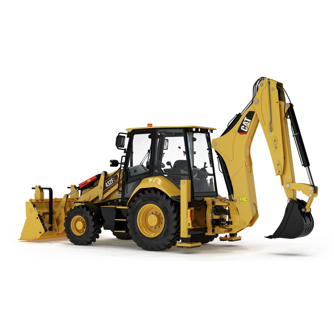 Backhoe Loader 3D Model – High Poly Excavator with Textures, FBX/OBJ - View 5