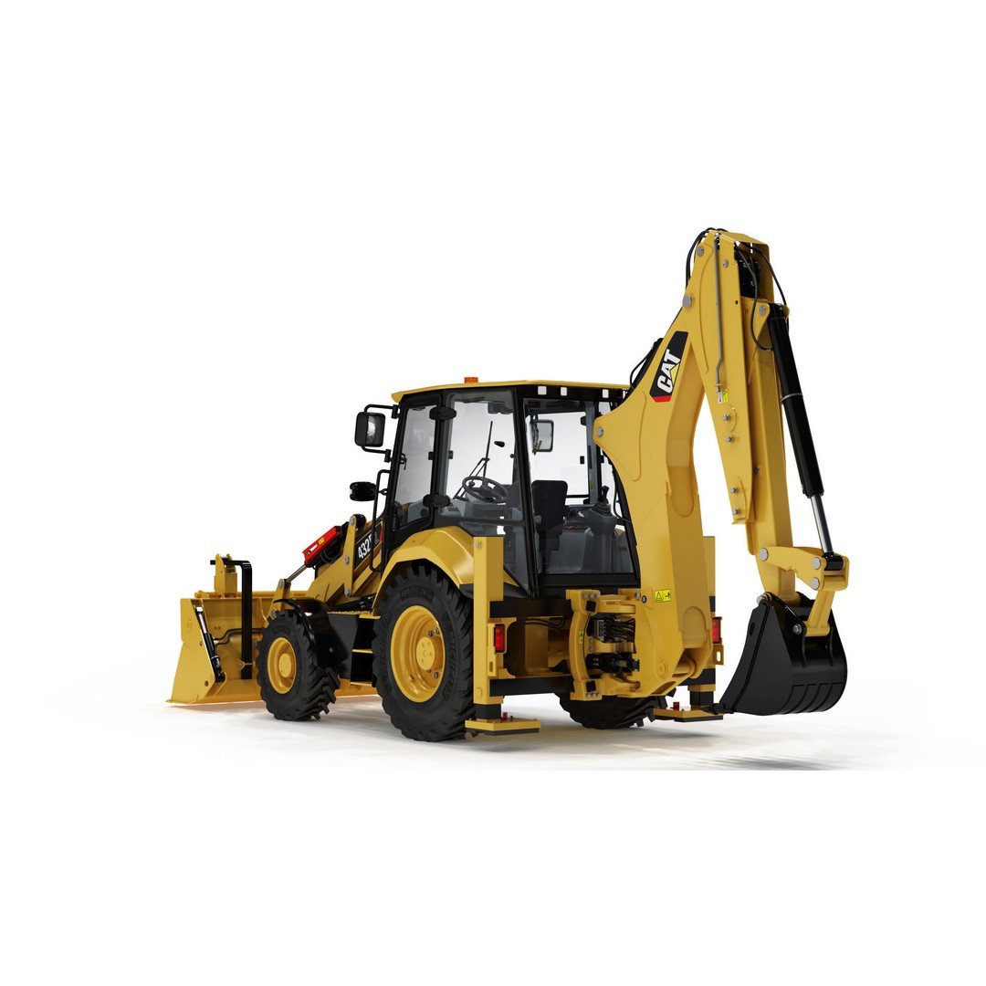 Backhoe Loader 3D Model – High Poly Excavator with Textures, FBX/OBJ - View 6