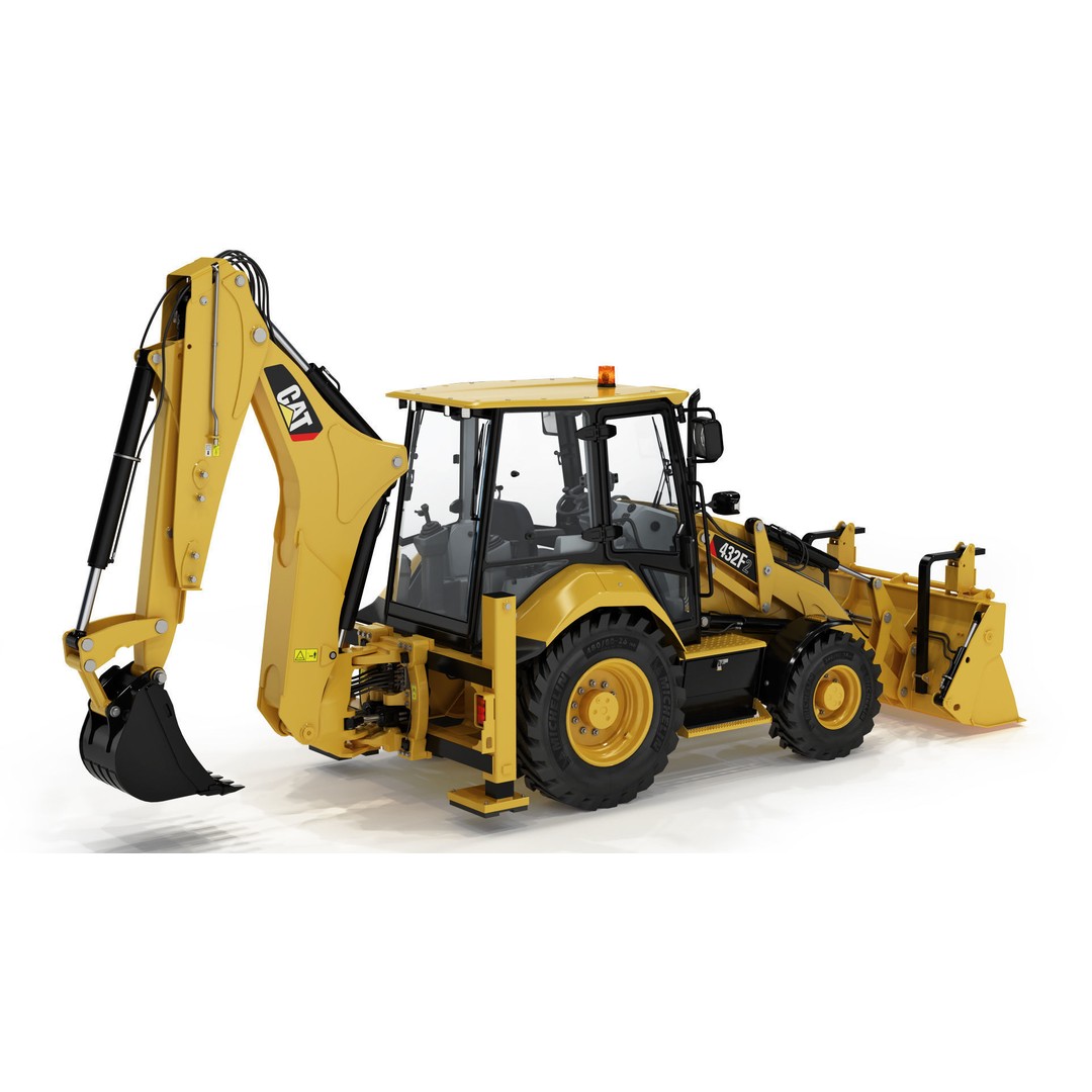 Backhoe Loader 3D Model – High Poly Excavator with Textures, FBX/OBJ - View 8