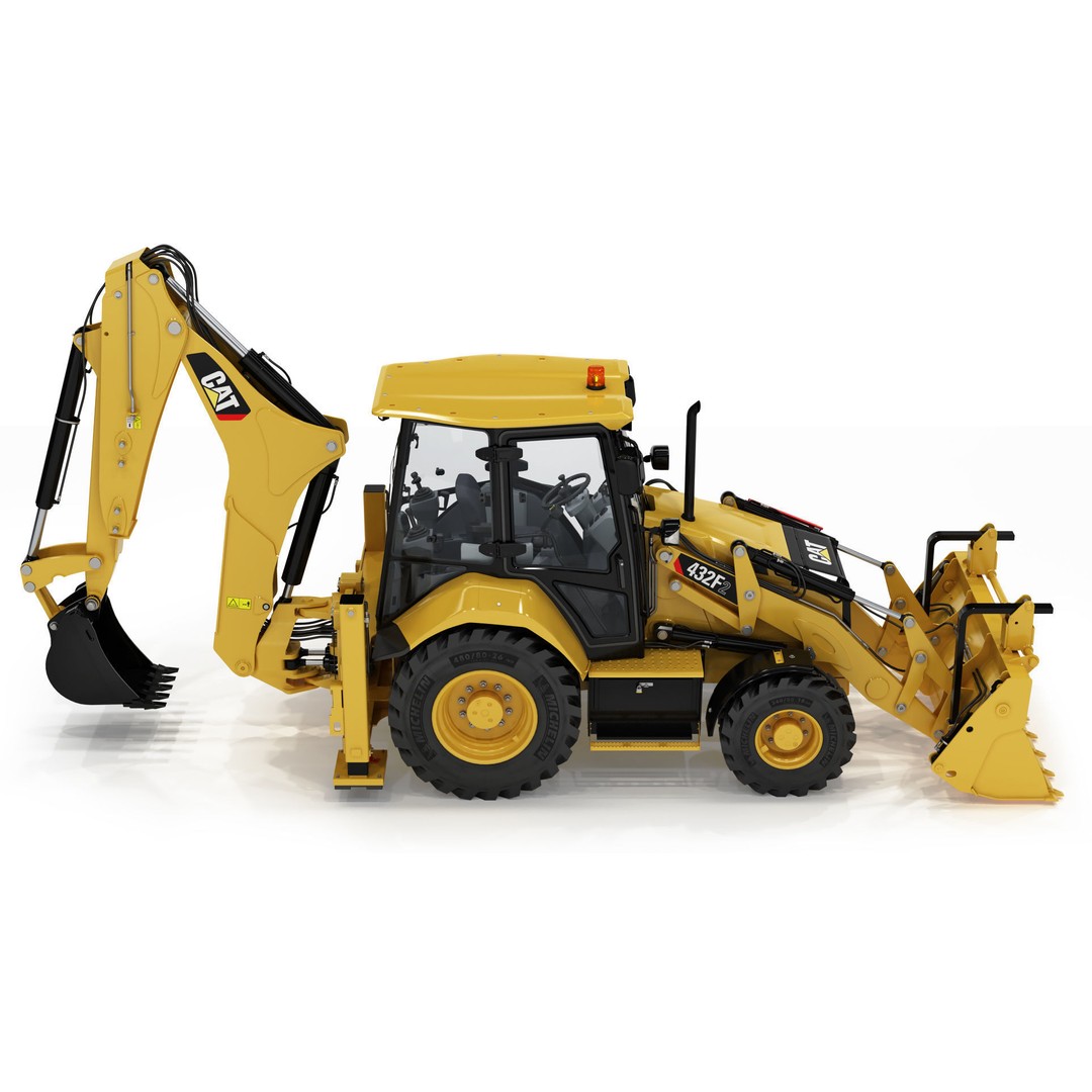 Backhoe Loader 3D Model – High Poly Excavator with Textures, FBX/OBJ - View 9