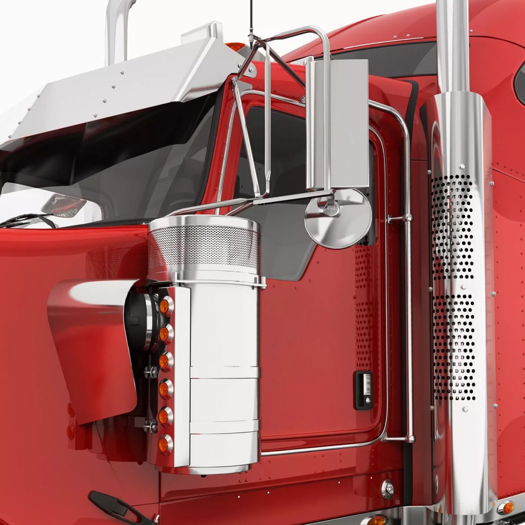 Kenworth W900 3D Model – Realistic Truck with Flatbed Trailer, FBX - View 24