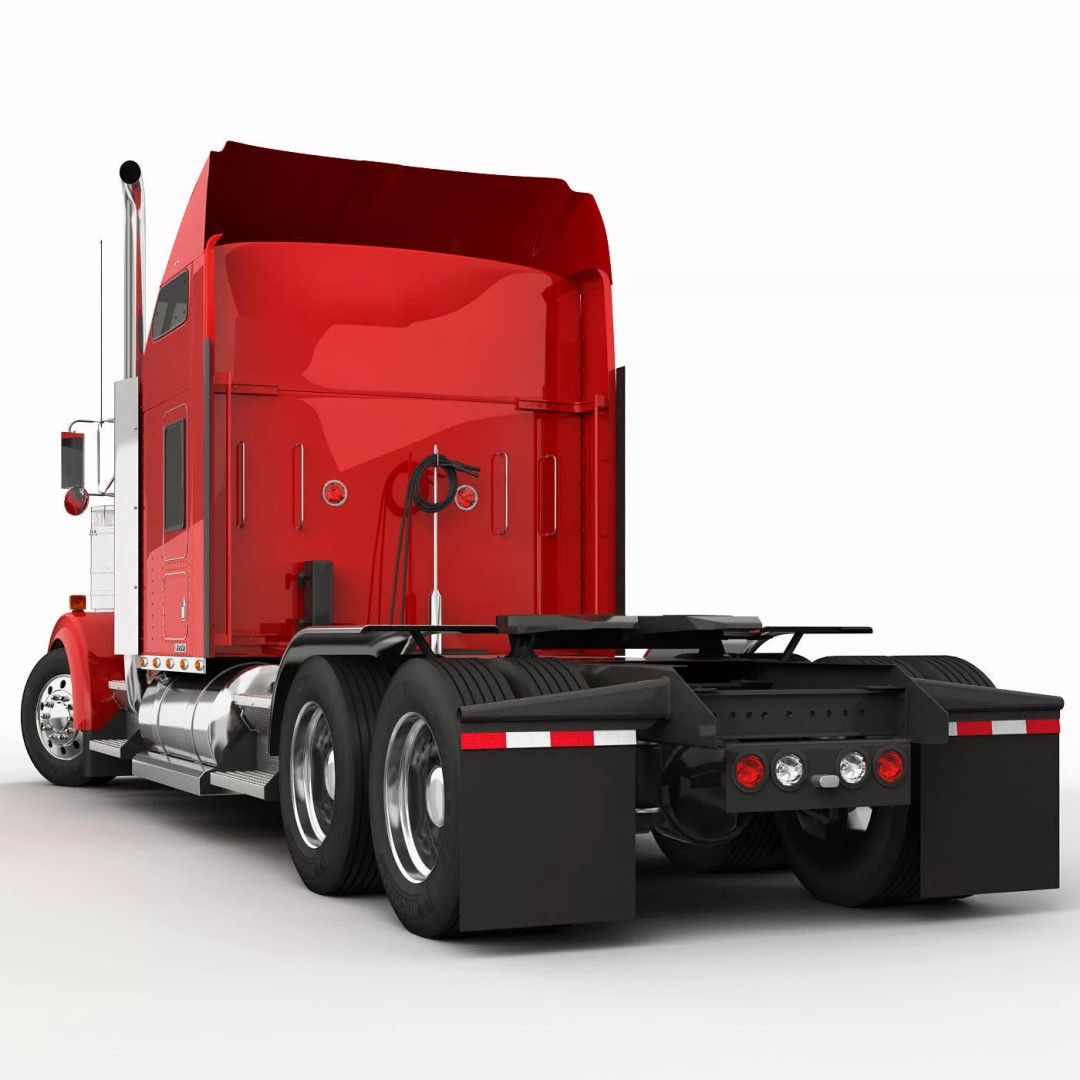 Kenworth W900 3D Model – Realistic Truck with Flatbed Trailer, FBX - View 27