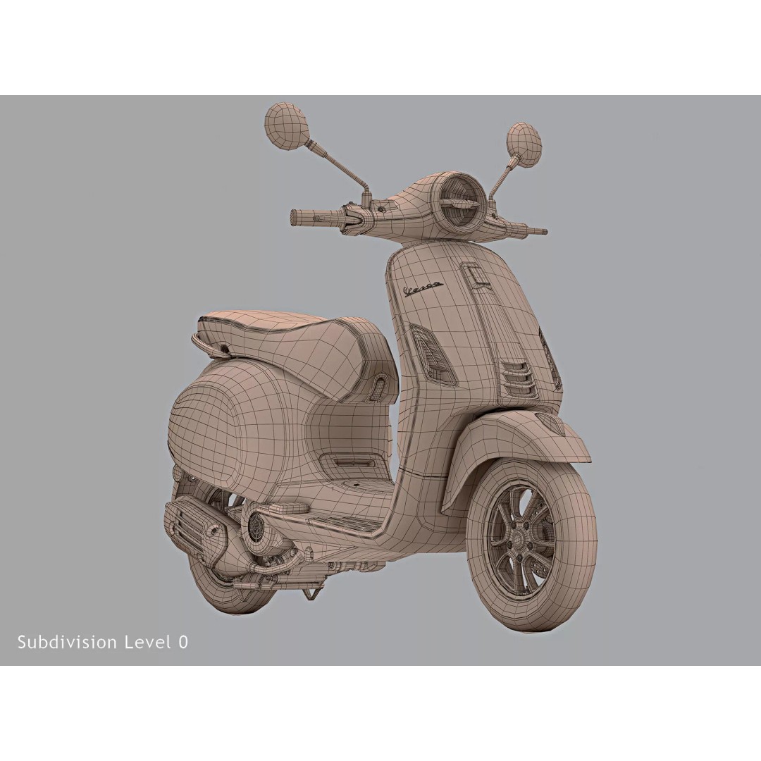 2020 Vespa Primavera 125 3D Model – High Poly Game Asset, FBX, OBJ - View 18