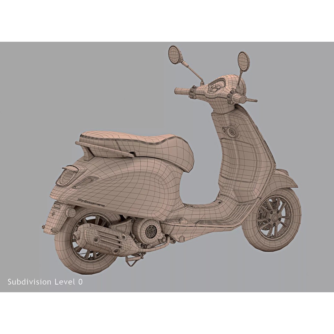 2020 Vespa Primavera 125 3D Model – High Poly Game Asset, FBX, OBJ - View 19