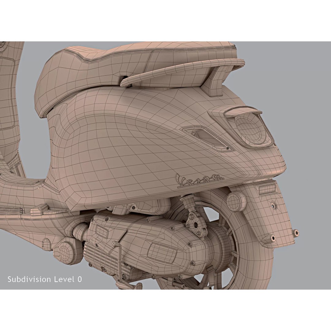 2020 Vespa Primavera 125 3D Model – High Poly Game Asset, FBX, OBJ - View 21