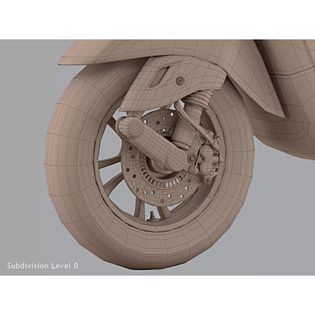 2020 Vespa Primavera 125 3D Model – High Poly Game Asset, FBX, OBJ - View 23