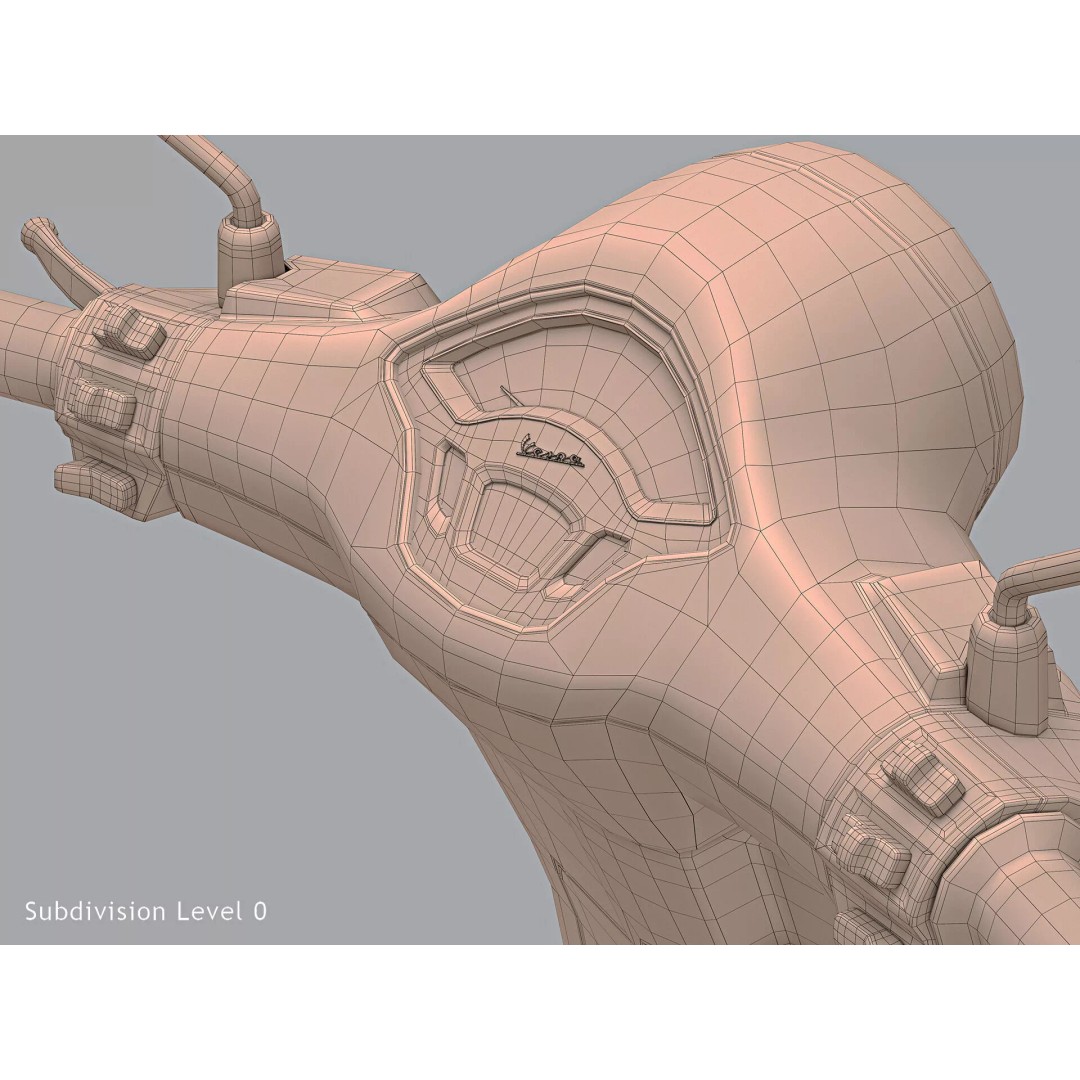 2020 Vespa Primavera 125 3D Model – High Poly Game Asset, FBX, OBJ - View 24