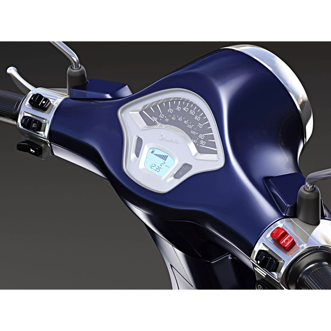 2020 Vespa Primavera 125 3D Model – High Poly Game Asset, FBX, OBJ - View 4