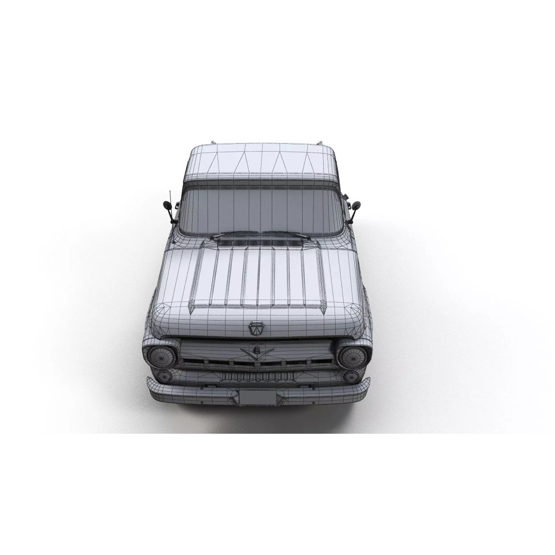 50s American Shortbed Pickup 3D Model – PBR Low Poly Game Asset, FBX - View 17
