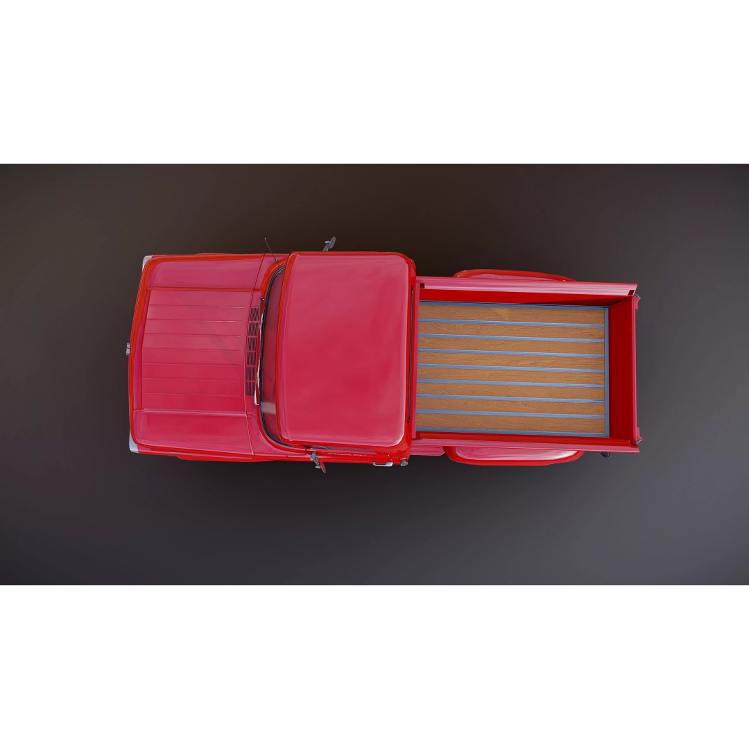 50s American Shortbed Pickup 3D Model – PBR Low Poly Game Asset, FBX - View 21