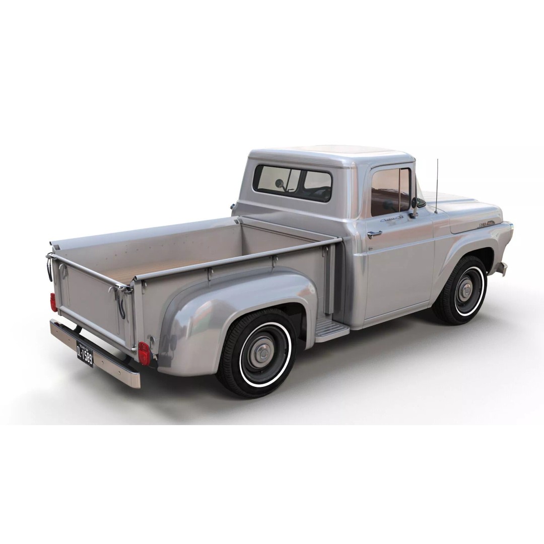 50s American Shortbed Pickup 3D Model – PBR Low Poly Game Asset, FBX - View 3