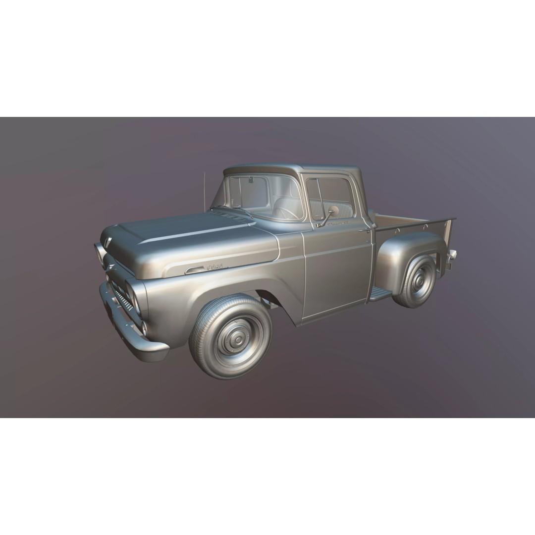 50s American Shortbed Pickup 3D Model – PBR Low Poly Game Asset, FBX - View 30