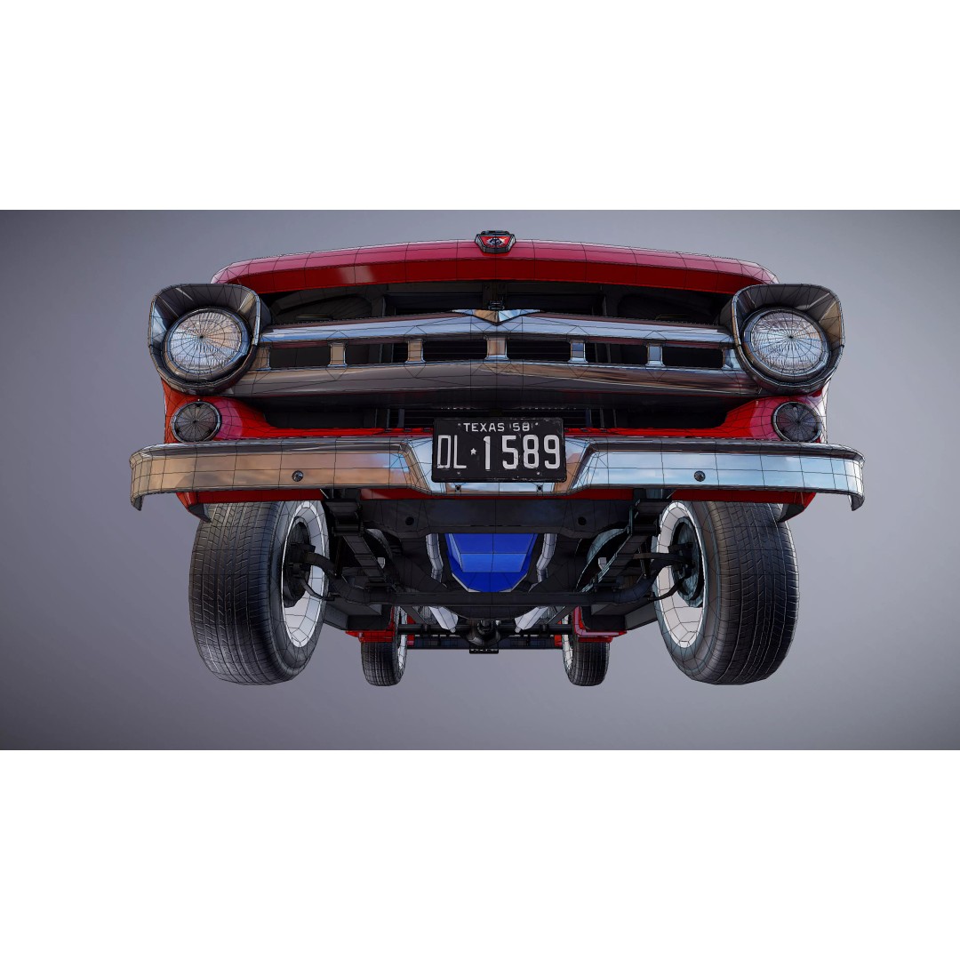 50s American Shortbed Pickup 3D Model – PBR Low Poly Game Asset, FBX - View 35