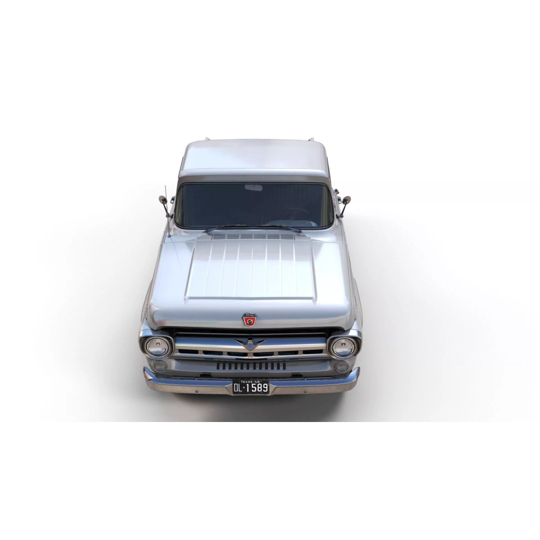50s American Shortbed Pickup 3D Model – PBR Low Poly Game Asset, FBX - View 8