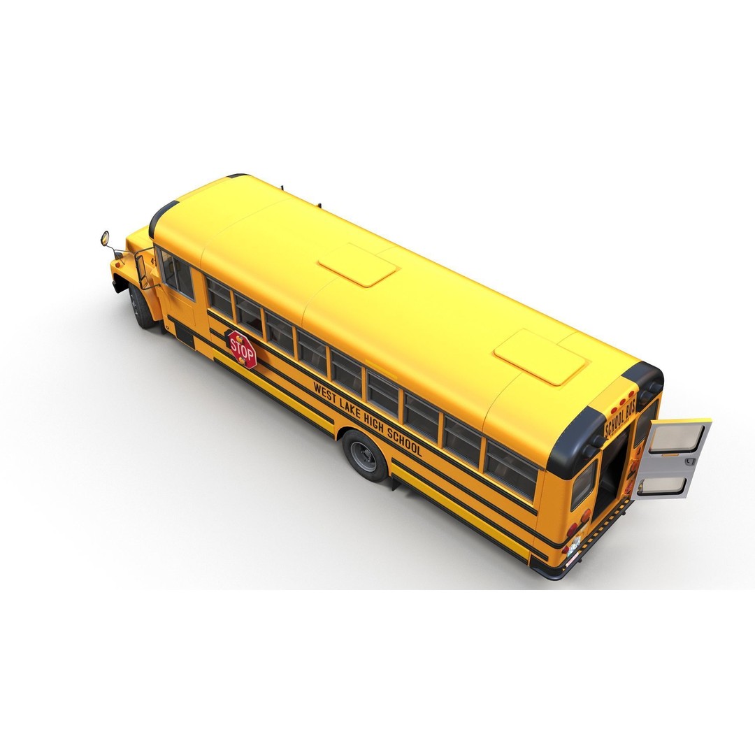 American School Bus 3D Model – Low Poly Game Ready Asset, PBR - View 13
