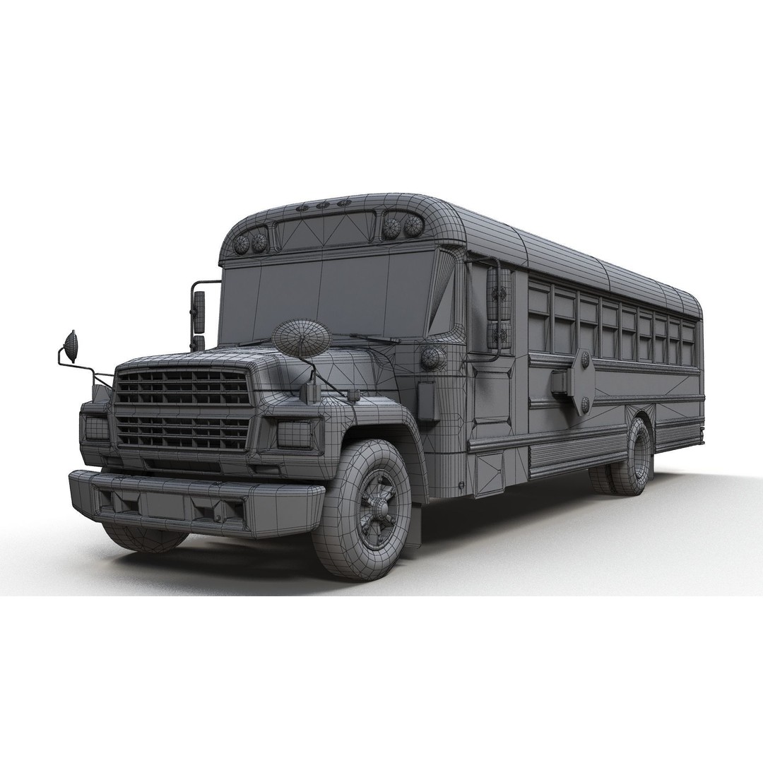 American School Bus 3D Model – Low Poly Game Ready Asset, PBR - View 15
