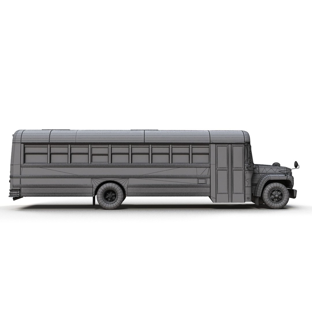 American School Bus 3D Model – Low Poly Game Ready Asset, PBR - View 17