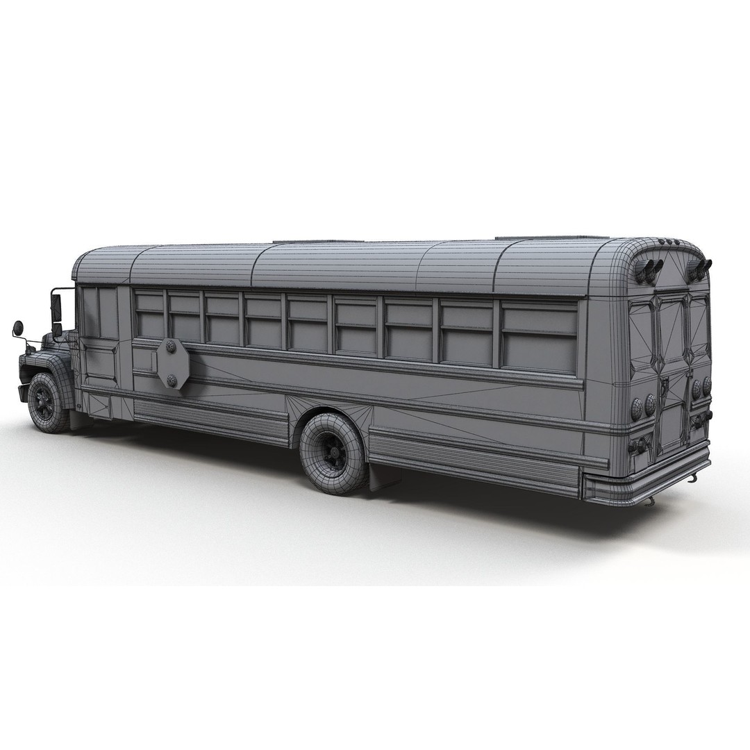 American School Bus 3D Model – Low Poly Game Ready Asset, PBR - View 18