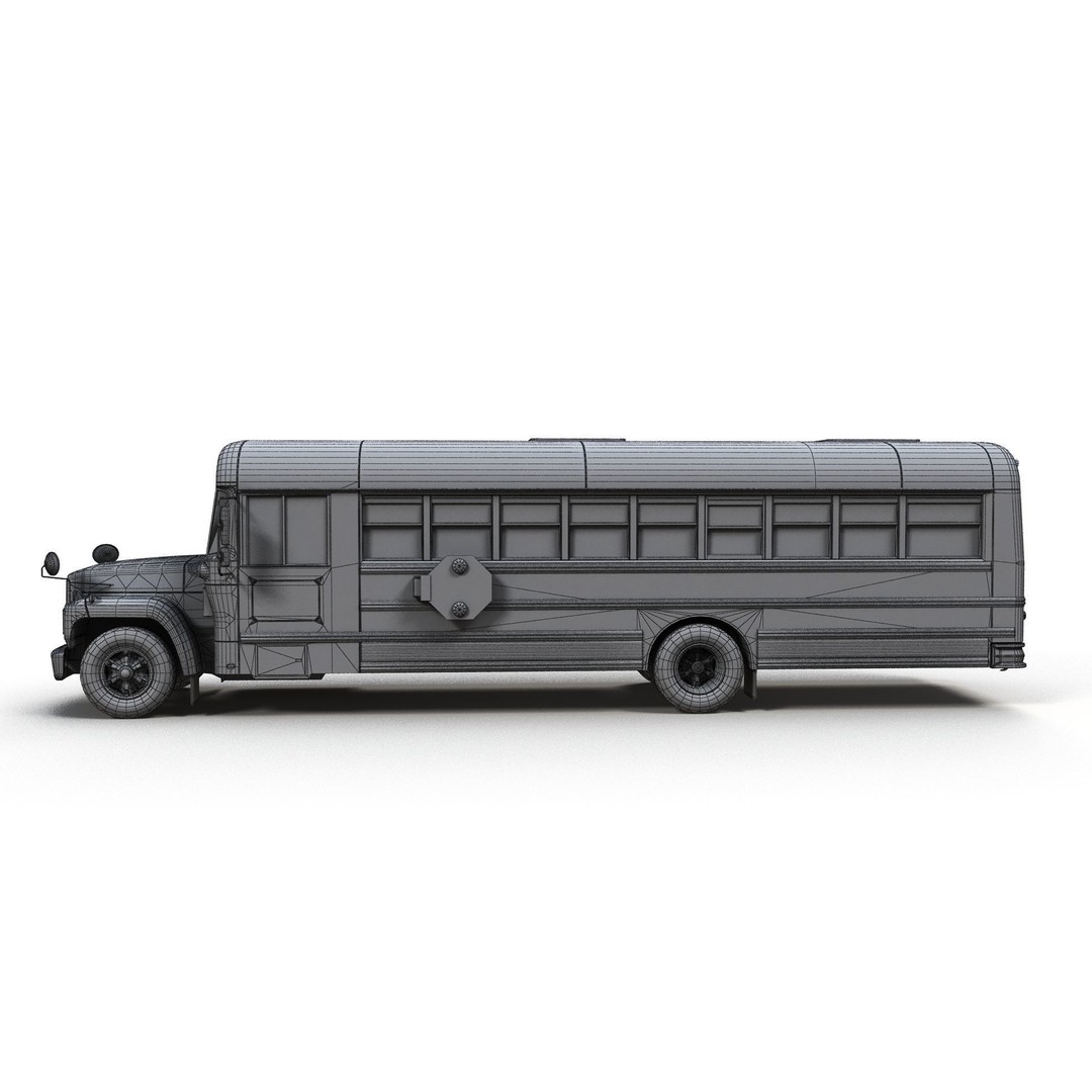 American School Bus 3D Model – Low Poly Game Ready Asset, PBR - View 19