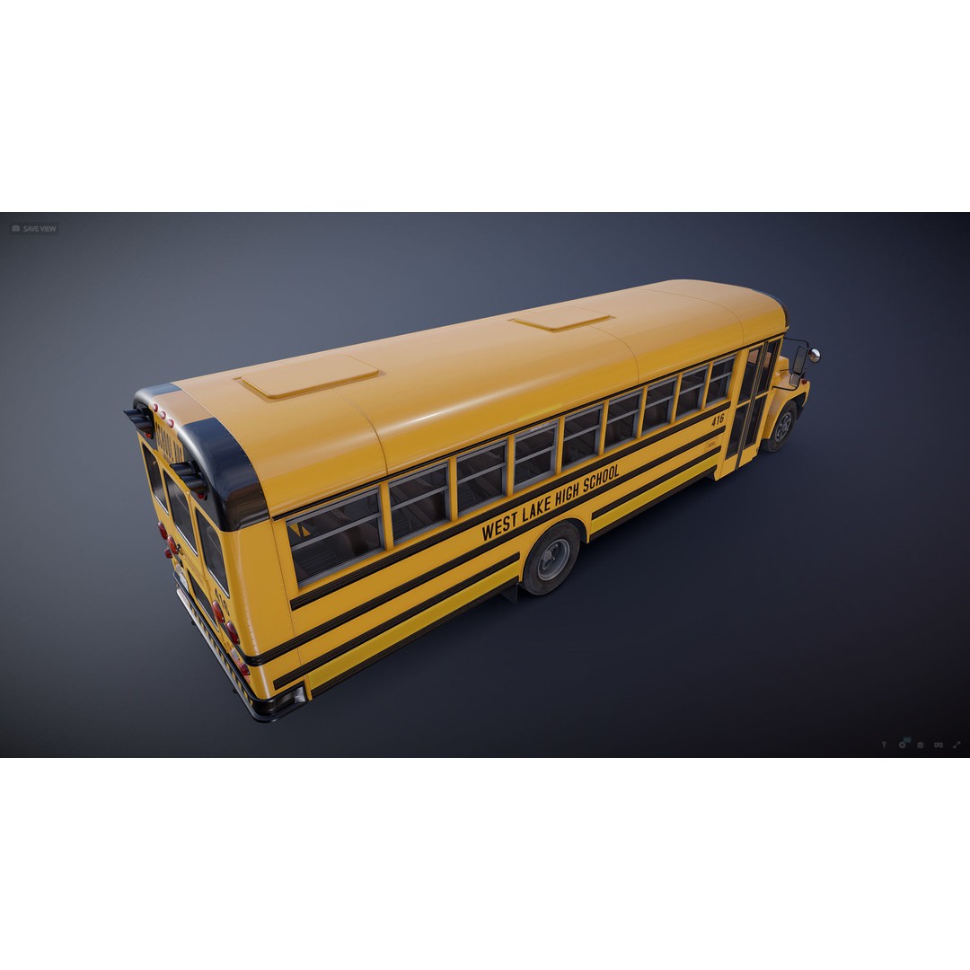 American School Bus 3D Model – Low Poly Game Ready Asset, PBR - View 26