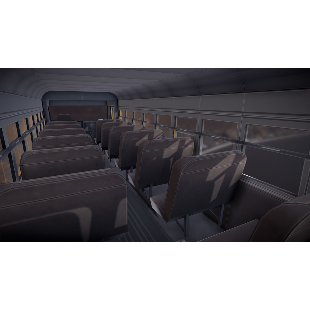 American School Bus 3D Model – Low Poly Game Ready Asset, PBR - View 30