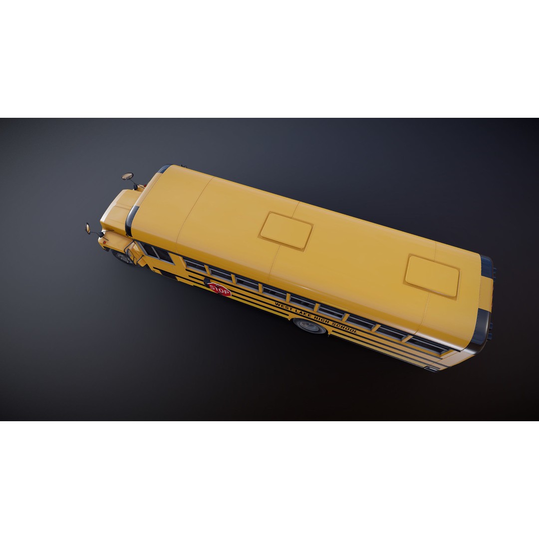 American School Bus 3D Model – Low Poly Game Ready Asset, PBR - View 31