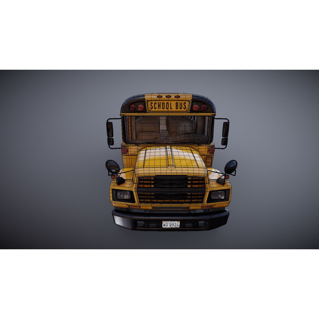 American School Bus 3D Model – Low Poly Game Ready Asset, PBR - View 34