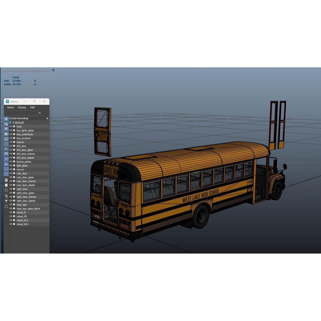American School Bus 3D Model – Low Poly Game Ready Asset, PBR - View 42