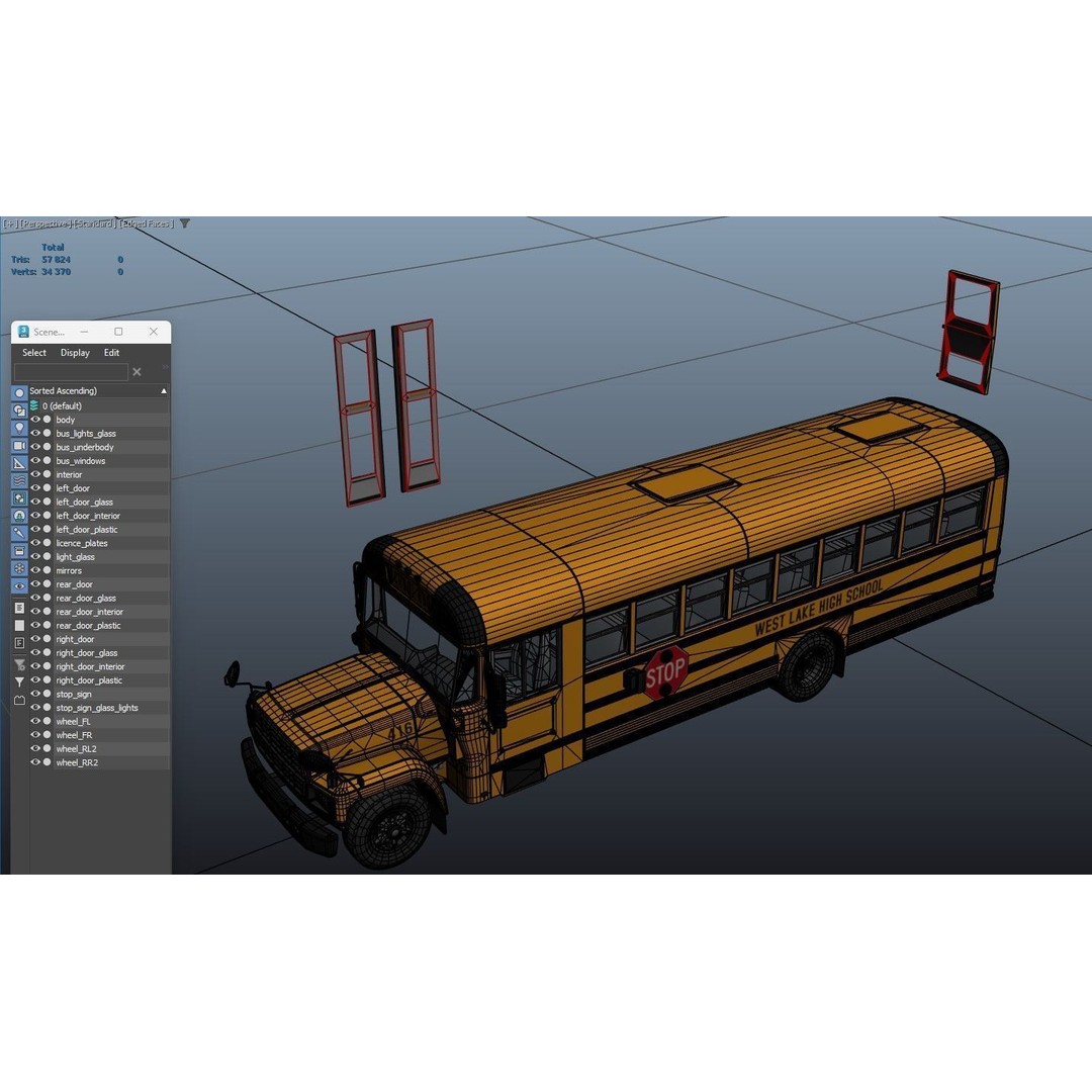 American School Bus 3D Model – Low Poly Game Ready Asset, PBR - View 43
